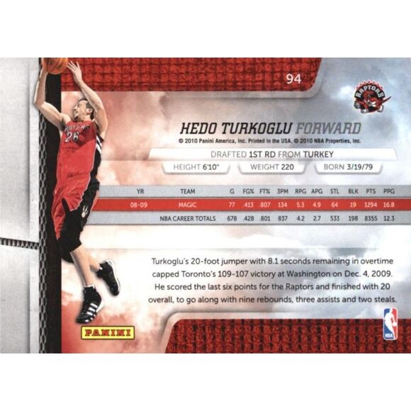2009 Absolute Basketball Card - #94 Hedo Turkoglu - Picture 2 of 2